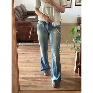 D&G Dolce & Gabanna Y2K Boot Cut Jeans Chain Size 28